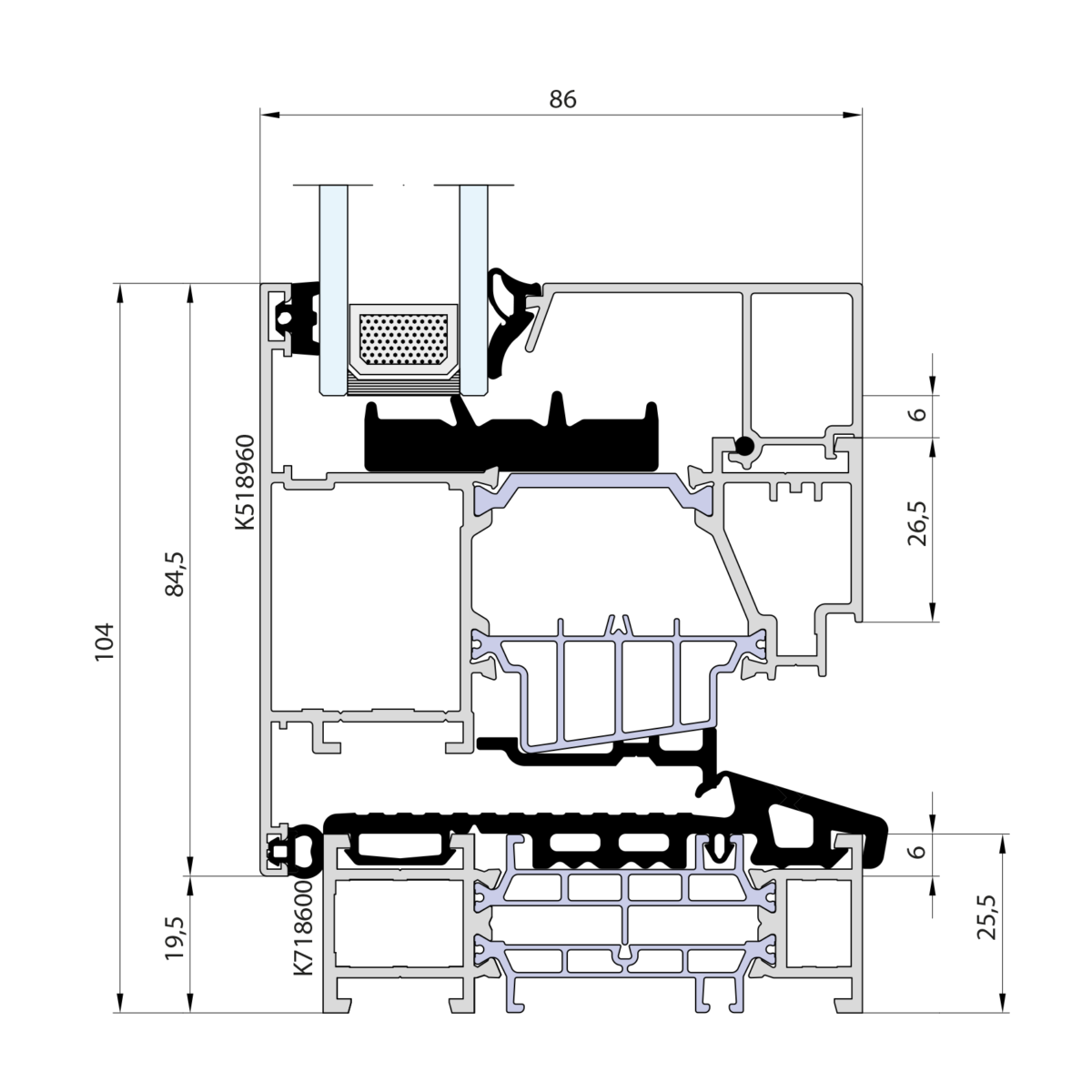 ALUPROF MB-86 SI CASEMENT K718600 + sill